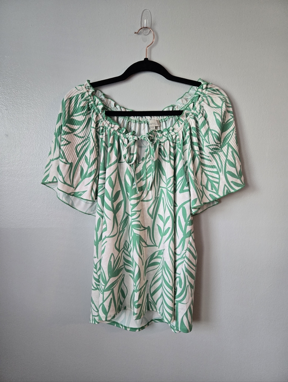 Chenault Green Leaf Pattern Blouse